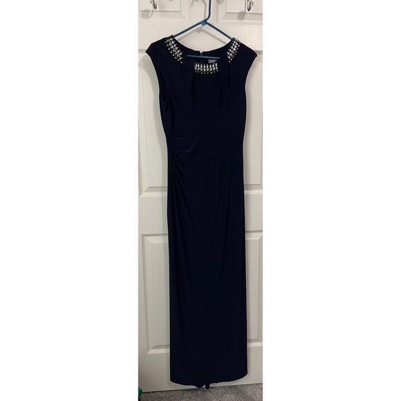 Vince Camuto Embellished Neckline Shirred Gown - Picture 3 of 6